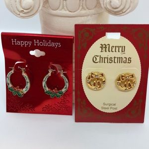 Christmas theme 2 pair earrings lot #christmas